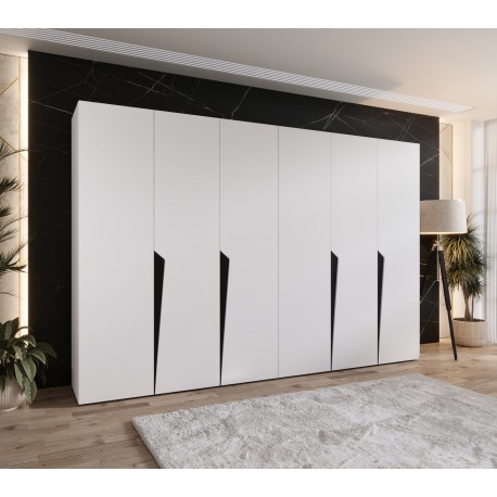 Szafa uchylna z cichym domykiem ubraniowa z półkami PIANO 1 300 głębokość 52 cm wysokość 202 cm (150x2)