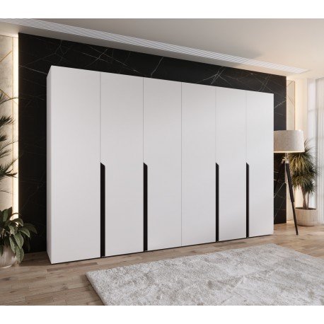 Szafa uchylna z cichym domykiem ubraniowa z półkami MILA 1 300 głębokość 52 cm wysokość 202 cm (150x2)