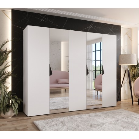 Szafa uchylna z lustrem garderoba z cichym domykiem ubraniowa z półkami SANDI 2 250 głębokość 52 cm wysokość 202 cm