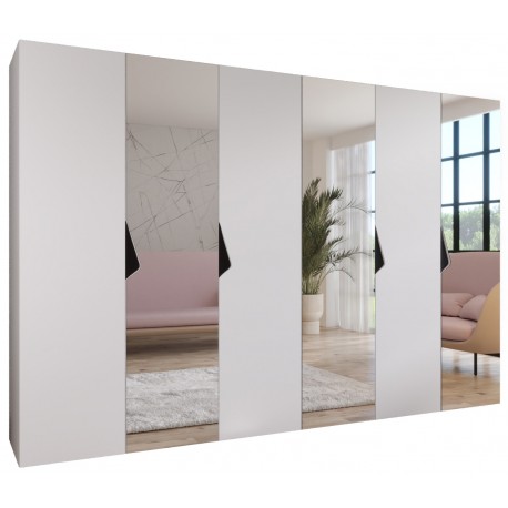 Szafa uchylna z lustrem garderoba z cichym domykiem ubraniowa z półkami SANDI 2 300 głębokość 52 cm wysokość 202 cm (150x2)