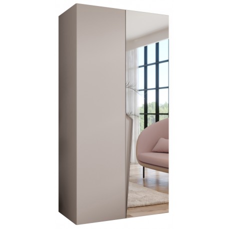 Szafa uchylna z lustrem garderoba z cichym domykiem ubraniowa z półkami PIANO 2 100 głębokość 52 cm wysokość 202 cm