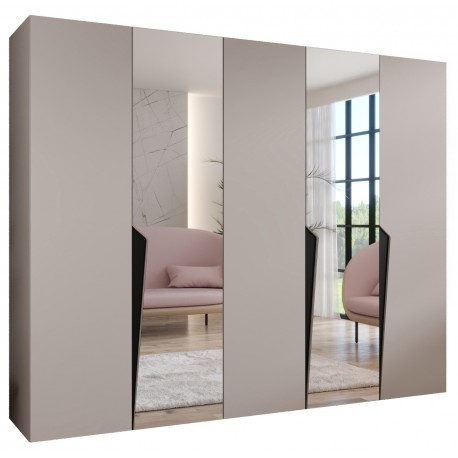 Szafa uchylna z lustrem garderoba z cichym domykiem ubraniowa z półkami PIANO 2 250 głębokość 52 cm wysokość 202 cm