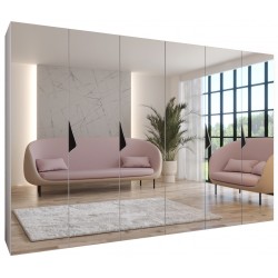 Szafa uchylna z lustrem garderoba z cichym domykiem ubraniowa z półkami SANDI 3 300 głębokość 52 cm wysokość 202 cm (150x2)