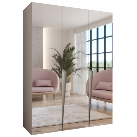 Szafa uchylna z lustrem garderoba z cichym domykiem ubraniowa z półkami PIANO 3 150 głębokość 52 cm wysokość 202 cm