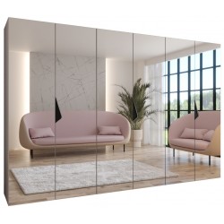 Szafa uchylna z lustrem garderoba z cichym domykiem ubraniowa z półkami SANDI 3 300 głębokość 52 cm wysokość 202 cm (100x3)