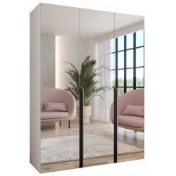 Szafa uchylna z lustrem garderoba z cichym domykiem ubraniowa z półkami MILA 3 150 głębokość 52 cm wysokość 202 cm