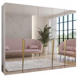 Szafa uchylna z lustrem garderoba z cichym domykiem ubraniowa z półkami PIANO 3 250 głębokość 52 cm wysokość 202 cm