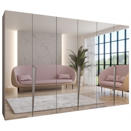 Szafa uchylna z lustrem garderoba z cichym domykiem ubraniowa z półkami PIANO 3 300 głębokość 52 cm wysokość 202 cm (100x3)