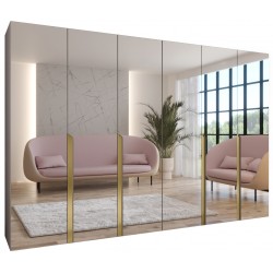 Szafa uchylna z lustrem garderoba z cichym domykiem ubraniowa z półkami MILA 3 300 głębokość 52 cm wysokość 202 cm (150x2)
