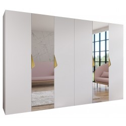 Szafa uchylna z lustrem garderoba z cichym domykiem ubraniowa z półkami SANDI 2 300 głębokość 52 cm wysokość 202 cm (150x2)