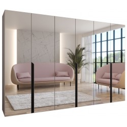 Szafa uchylna z lustrem garderoba z cichym domykiem ubraniowa z półkami MILA 3 300 głębokość 52 cm wysokość 202 cm (100x3)