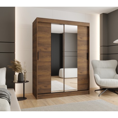 Szafa przesuwna garderoba z lustrem i drążkiem RUBINO T1 150 kaszmir