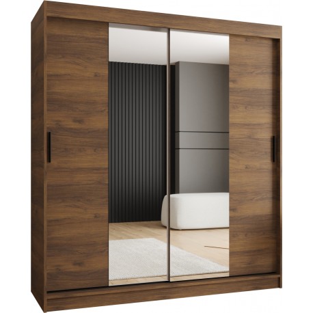 Szafa przesuwna garderoba z lustrem i drążkiem RUBINO T1 180 kaszmir orzech warmia