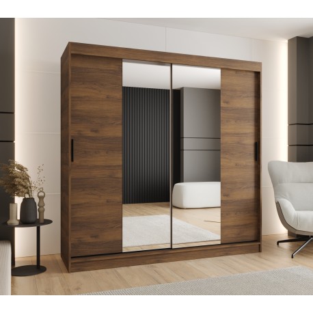 Szafa przesuwna garderoba z lustrem i drążkiem RUBINO T1 200 kaszmir