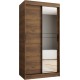 Szafa przesuwna garderoba z lustrem i drążkiem RUBINO T2 100 kaszmir