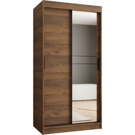 Szafa przesuwna garderoba z lustrem i drążkiem RUBINO T2 100 kaszmir orzech