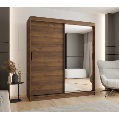 Szafa przesuwna garderoba z lustrem i drążkiem RUBINO T2 180 kaszmir