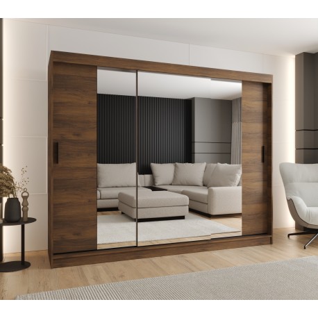 Szafa przesuwna garderoba z lustrem i drążkiem RUBINO T2 250 kaszmir