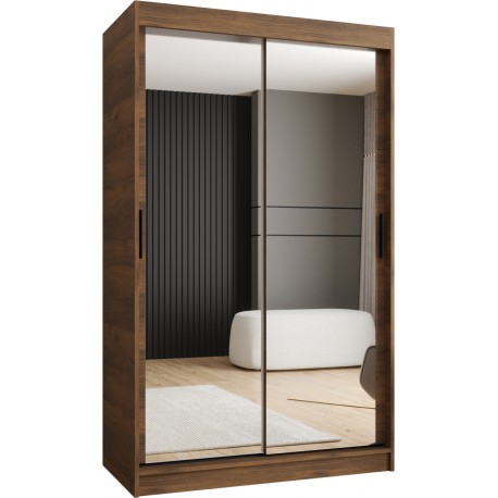 Szafa przesuwna garderoba z lustrem i drążkiem RUBINO T3 120 kaszmir orzech warmia