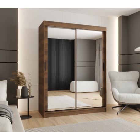 Szafa przesuwna garderoba z lustrem i drążkiem RUBINO T3 150 kaszmir