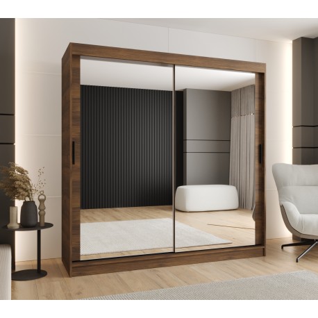 Szafa przesuwna garderoba z lustrem i drążkiem RUBINO T3 200 kaszmir