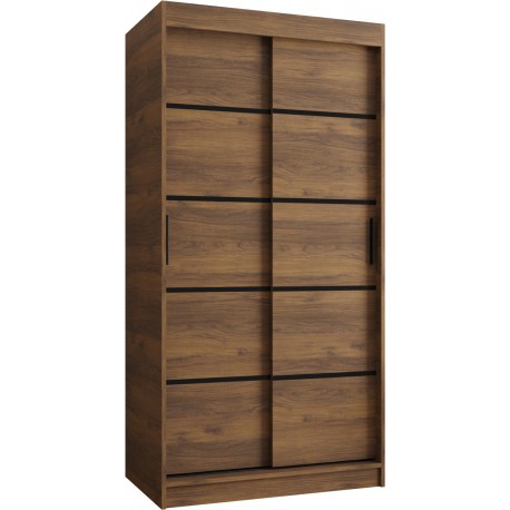 Szafa przesuwna garderoba z drążkiem RUBINO V1 100 kaszmir orzech warmia