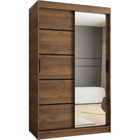 Szafa przesuwna garderoba z lustrem i drążkiem RUBINO V2 120 kaszmir orzech warmia