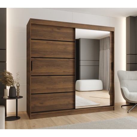 Szafa przesuwna garderoba z lustrem i drążkiem RUBINO V2 200 kaszmir