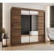 Szafa przesuwna garderoba z lustrem i drążkiem RUBINO V4 200 kaszmir orzech warmia