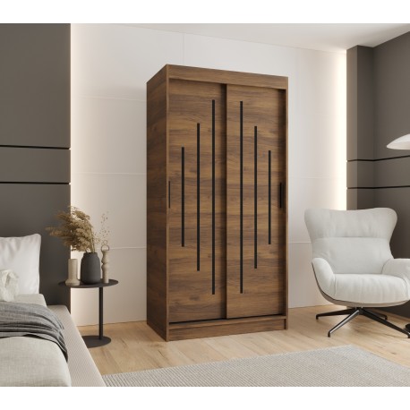 Szafa przesuwna garderoba z drążkiem RUBINO Y 100 kaszmir orzech warmia