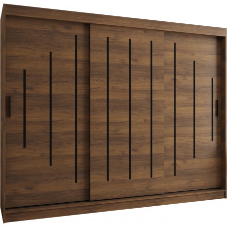 Szafa przesuwna garderoba z drążkiem RUBINO Y 250 kaszmir orzech warmia