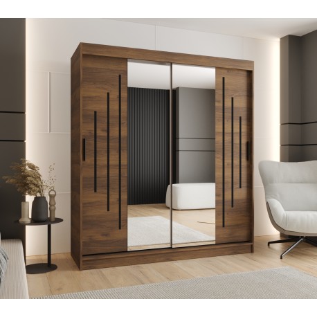 Szafa przesuwna garderoba z lustrem i drążkiem RUBINO Y1 180 kaszmir