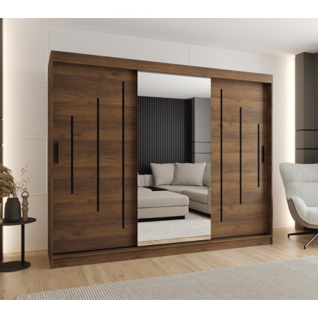 Szafa przesuwna garderoba z lustrem i drążkiem RUBINO Y1 250 kaszmir