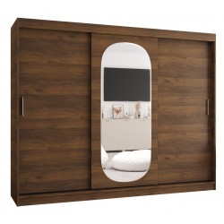 Szafa przesuwna trzydrzwiowa garderoba z lustrem i drążkami ROYAL 250 artisan, biały, czarny, kaszmir, sonoma