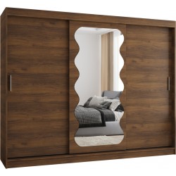 Szafa przesuwna trzydrzwiowa garderoba z lustrem i drążkami LUCY 250 artisan, biały, czarny, kaszmir, sonoma