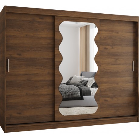 Szafa przesuwna trzydrzwiowa garderoba z lustrem i drążkami SPOTI 250 artisan, biały, czarny, kaszmir, sonoma, orzech