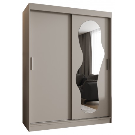 Szafa przesuwna garderoba z lustrem i półkami ULTRA 150 artisan, biały, czarny, kaszmir, sonoma, orzech