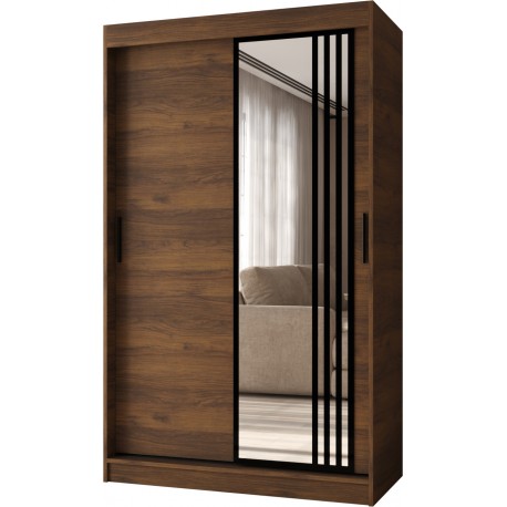 Szafa przesuwna garderoba z lustrem GLOSSY 120 artisan, biały, czarny, kaszmir, orzech