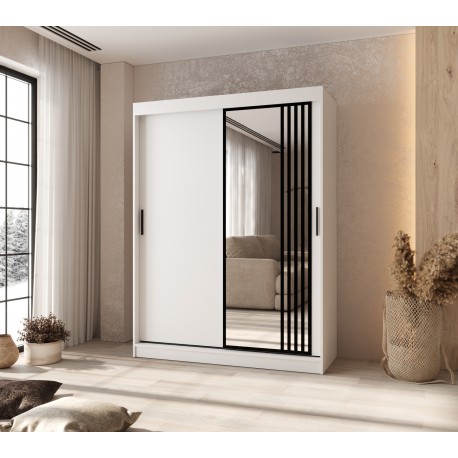 Szafa przesuwna garderoba z lustrem GLOSSY 150 artisan, biały, czarny, kaszmir, orzech