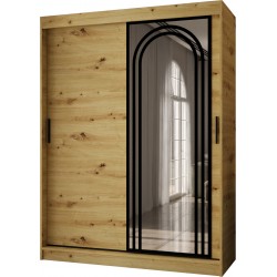 Szafa przesuwna garderoba z lustrem VIGO 150 artisan, biały, czarny, kaszmir, orzech