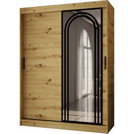 Szafa przesuwna garderoba z lustrem VIGO 150 artisan, biały, czarny, kaszmir, orzech