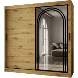Szafa przesuwna garderoba z lustrem VIGO 200 artisan, biały, czarny, kaszmir, orzech