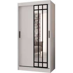 Szafa przesuwna garderoba z lustrem do kawalerki ALMERIA 100 artisan, biały, czarny, kaszmir, orzech
