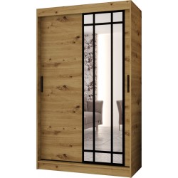 Szafa przesuwna garderoba z lustrem ALMERIA 120 artisan, biały, czarny, kaszmir, orzech