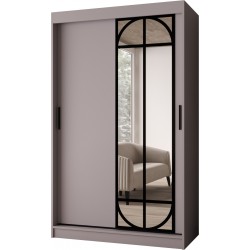 Szafa przesuwna garderoba z lustrem LUGO 120 artisan, biały, czarny, kaszmir, orzech