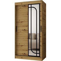 Szafa przesuwna garderoba z lustrem ALABAMA 100 artisan, biały, czarny, kaszmir, orzec