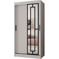 Szafa przesuwna garderoba z lustrem MODENA 100 artisan, biały, czarny, kaszmir, orzec