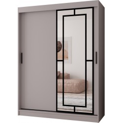 Szafa przesuwna garderoba z lustrem MODENA 150 artisan, biały, czarny, kaszmir, orzech