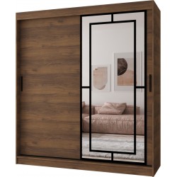 Szafa przesuwna garderoba z lustrem do kawalerki MODENA 180 artisan, biały, czarny, kaszmir, orzech