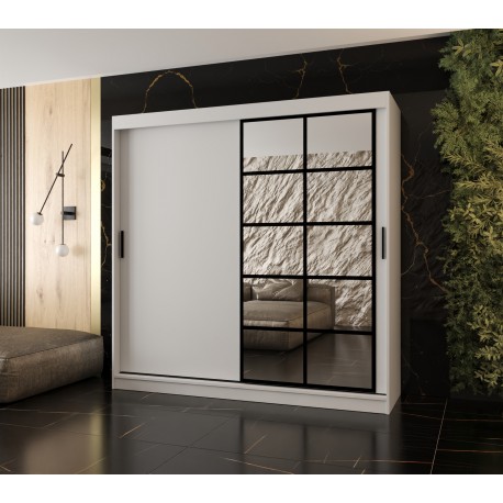 Szafa przesuwna garderoba z lustrem ORLANDO 200 artisan, biały, czarny, kaszmir, orzech